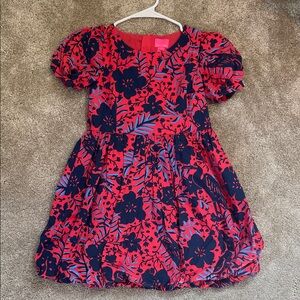 Lilly Pulitzer Red Dress with Navy and Light Blue Floral Print